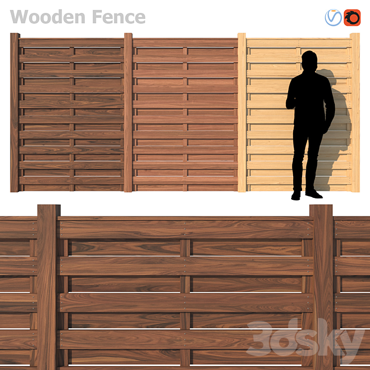 Wooden Fence III 3DS Max - thumbnail 1