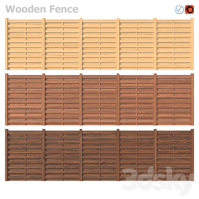 Wooden Fence III 3DSMax File - thumbnail 2