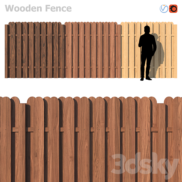 Wooden Fence IV 3ds Max - thumbnail 1