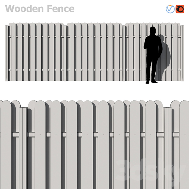 Wooden Fence IV 3ds Max - thumbnail 3