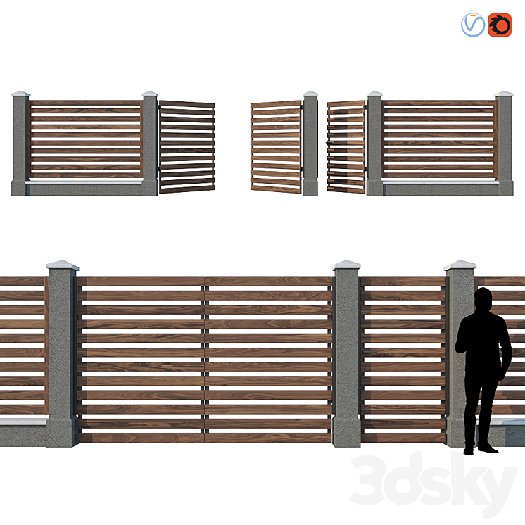 Wooden Fence V 3DS Max - thumbnail 1