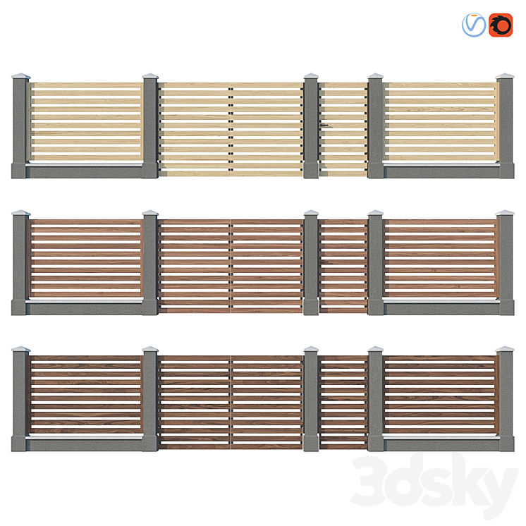 Wooden Fence V 3DS Max - thumbnail 2