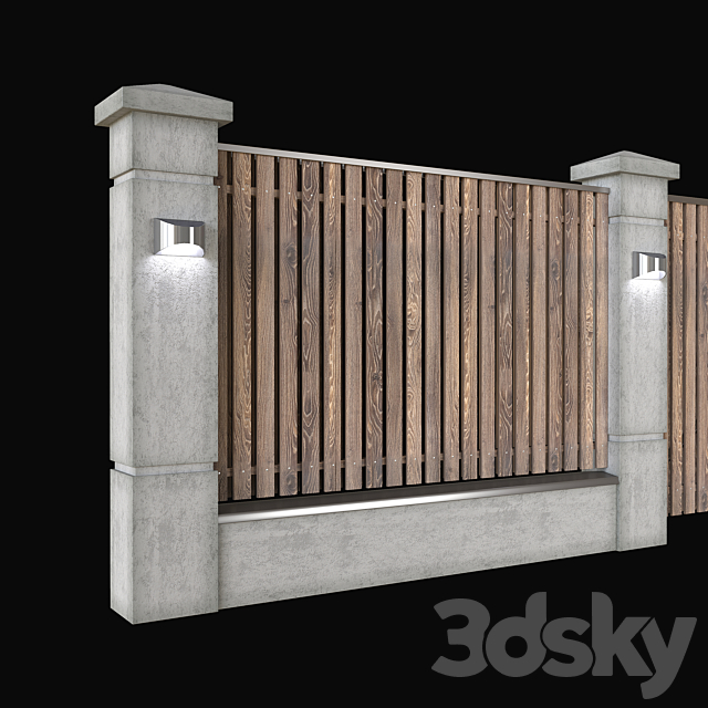 Wooden_fence_with_gate 3DS Max Model - thumbnail 2