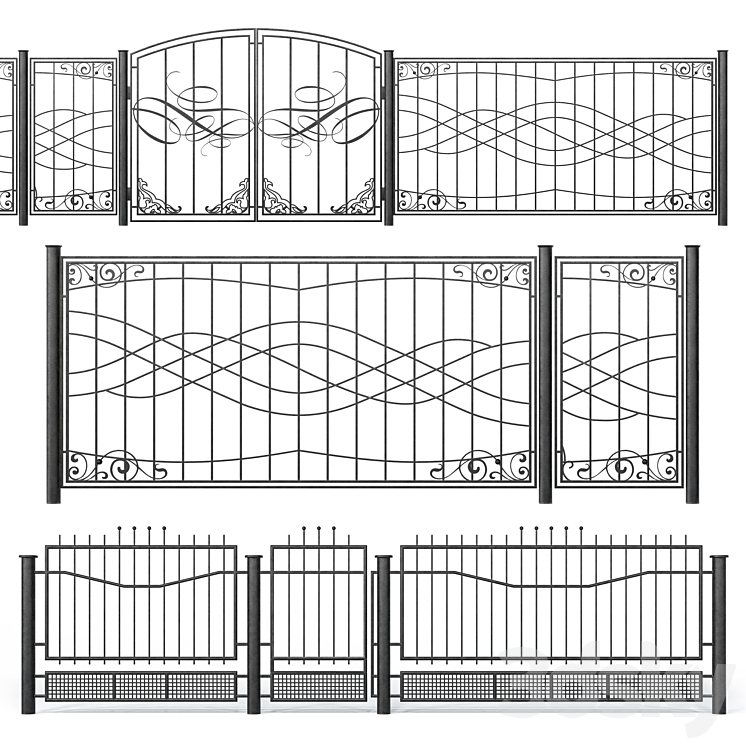 Wrought iron fences – Set 2 3DS Max - thumbnail 1