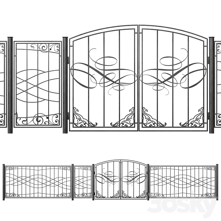 Wrought iron fences – Set 2 3DS Max - thumbnail 2