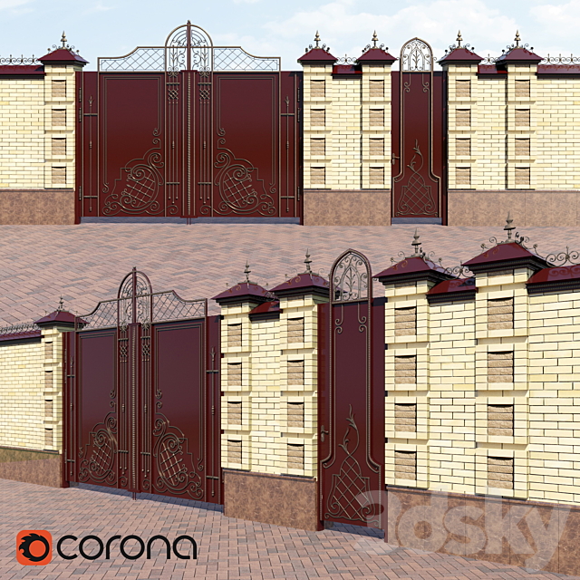 wrought iron gates 3ds Max - thumbnail 1