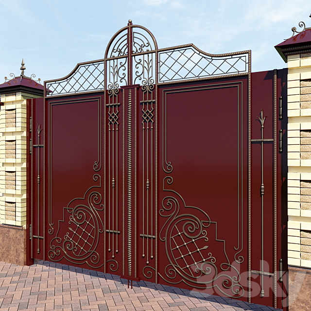 wrought iron gates 3ds Max - thumbnail 2