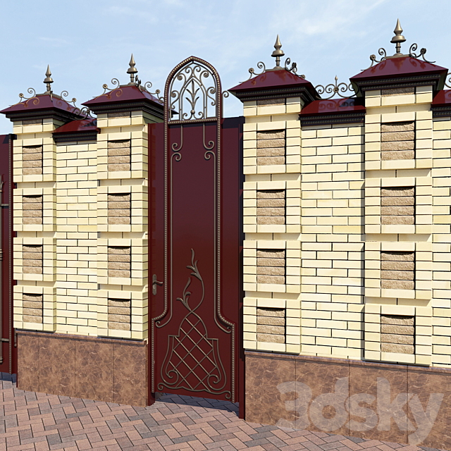 wrought iron gates 3ds Max - thumbnail 3