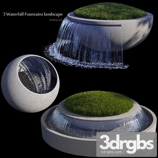 3 waterfall fountains landscape 3dsmax Download - thumbnail 1