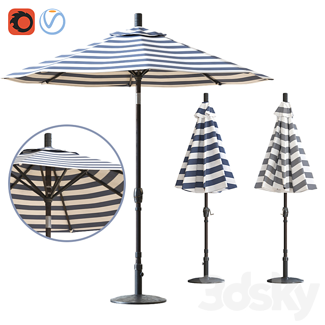 9′ Market Sun Umbrella Allmodern 3ds Max - thumbnail 1