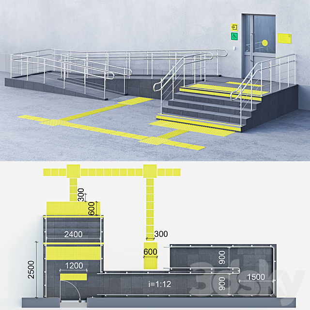 Adaptation of the entrance to the building for the disabled 3DSMax File - thumbnail 1