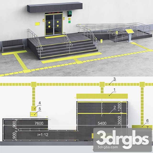 Adaptation of the entrance to the building for the disabled part 2 3dsmax Download - thumbnail 1