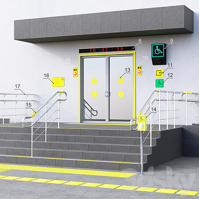 Adaptation of the entrance to the building for the disabled. Part 2 3DSMax File - thumbnail 2