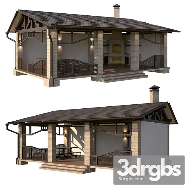 Arbor With Summer Kitchen 3dsmax Download - thumbnail 1