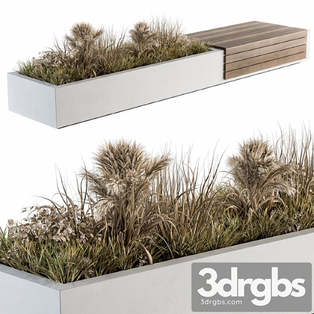 Architecture Bench With Plants 07 2 3dsmax Download - thumbnail 1