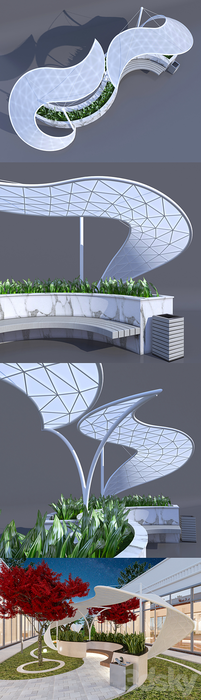 awning decorative arbor 3ds Max - thumbnail 2