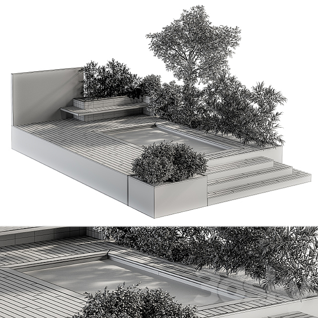 Backyard and Landscape Furniture with Pool 01 3DSMax File - thumbnail 5