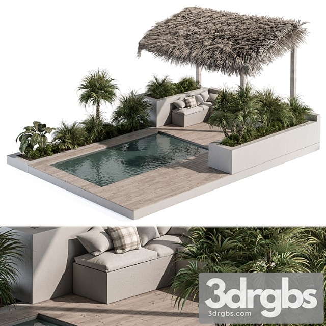 Backyard and landscape furniture with pool 05 3dsmax Download - thumbnail 1