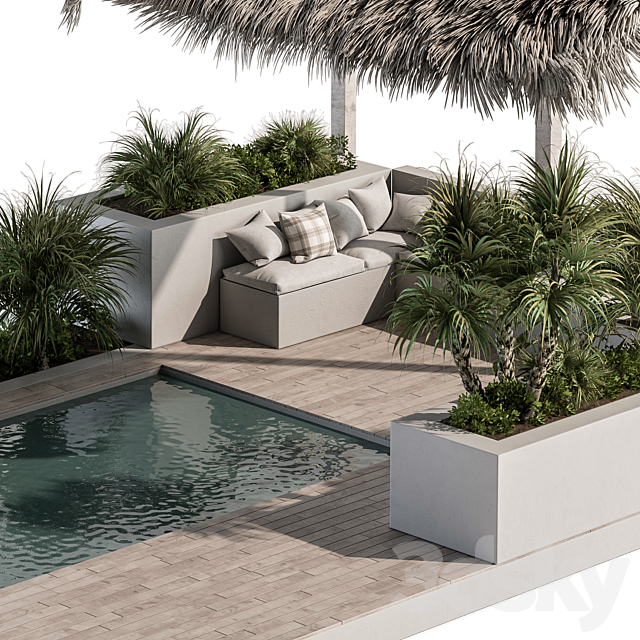 Backyard and Landscape Furniture with Pool 05 3DSMax File - thumbnail 3