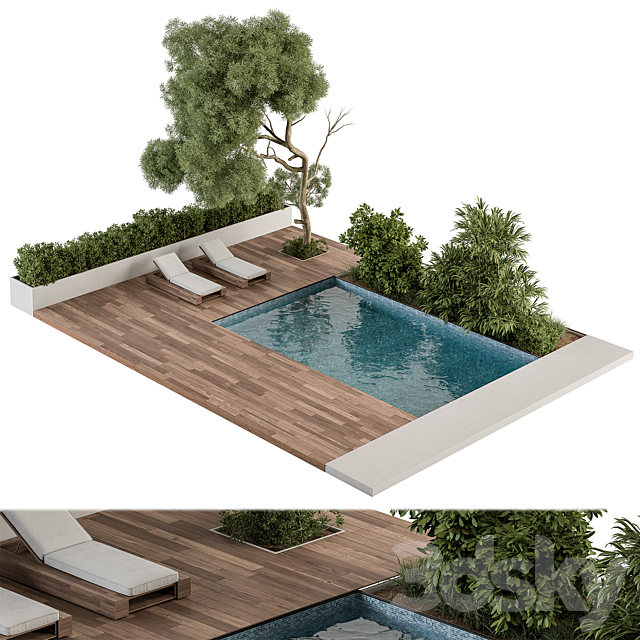 Backyard and Landscape Furniture with Pool – Set 63(Corona) 3ds Max - thumbnail 1