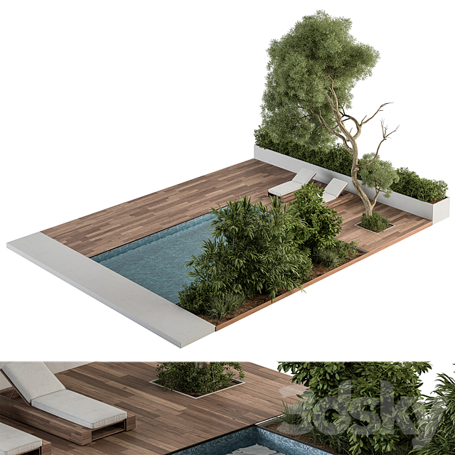 Backyard and Landscape Furniture with Pool – Set 63(Corona) 3ds Max - thumbnail 3