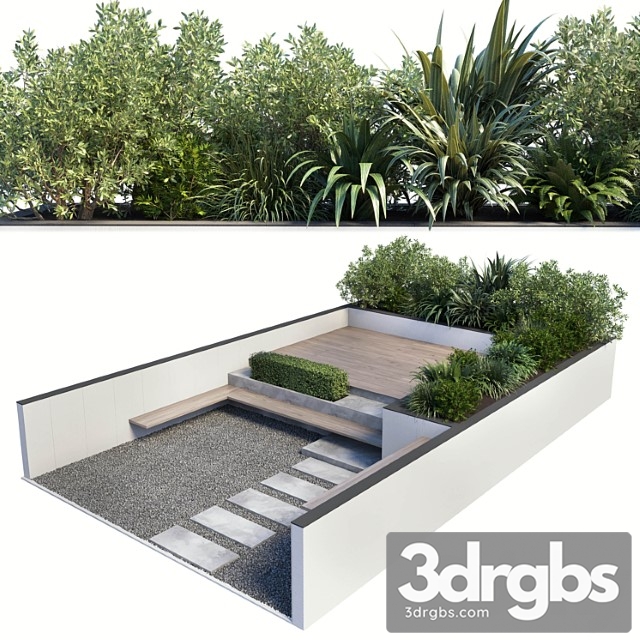 Backyard Urban Environment Urban Furniture Green Benches 19 3dsmax Download - thumbnail 1