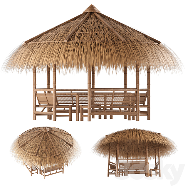 bamboo gazebo 3ds Max - thumbnail 1