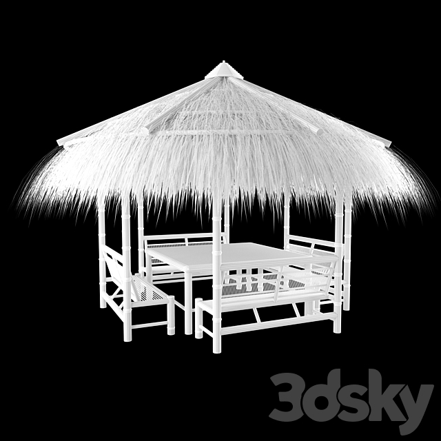 bamboo gazebo 3ds Max - thumbnail 3