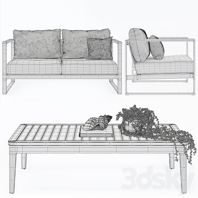 Barcelona Outdoor Sofa 3DSMax File - thumbnail 3