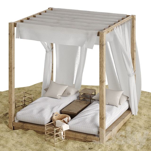 Beach lounge outdoor set 3 3DSMax File - thumbnail 1