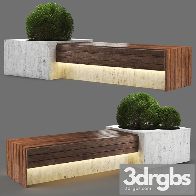 Bench 1150 280cm 3dsmax Download - thumbnail 1