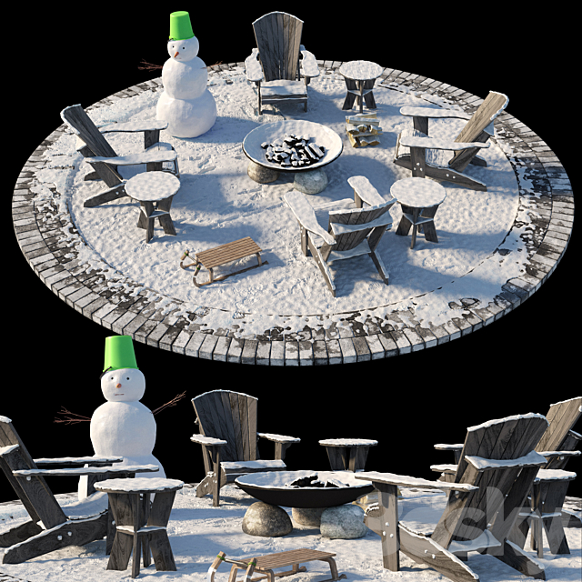 Campfire zone (winter) 3ds Max - thumbnail 1