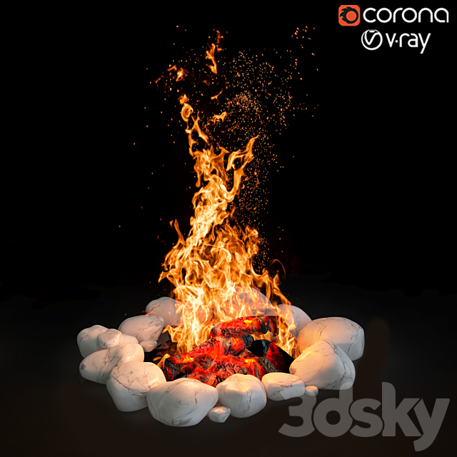 camping fire 003 3ds Max - thumbnail 1