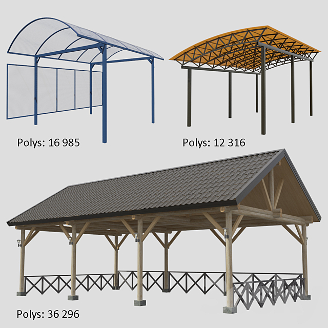 Car shelters 3DSMax File - thumbnail 1