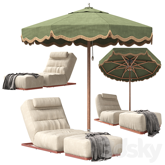 celia outdoor lounger and Tuuci Outdoor Parasol 3ds Max - thumbnail 1