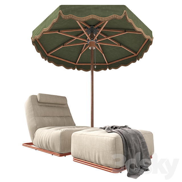 celia outdoor lounger and Tuuci Outdoor Parasol 3ds Max - thumbnail 2