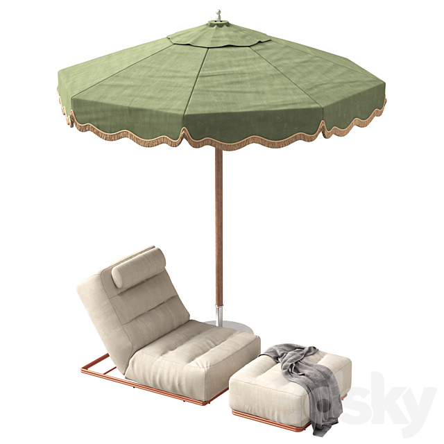 celia outdoor lounger and Tuuci Outdoor Parasol 3ds Max - thumbnail 3