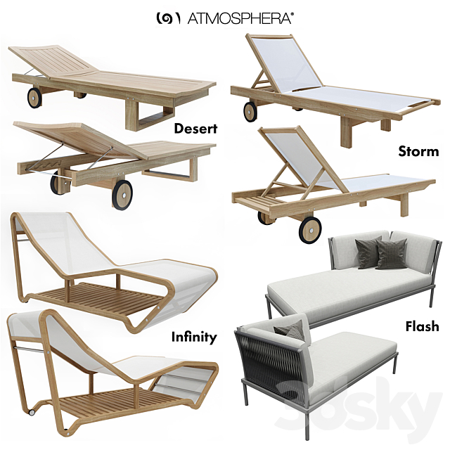 Collection of sun loungers ATMOSPHERA 3ds Max - thumbnail 1