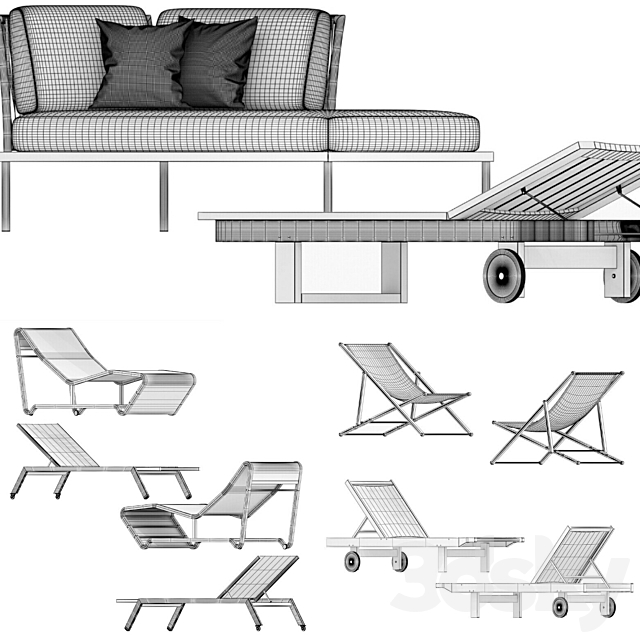 Collection of sun loungers ATMOSPHERA 3ds Max - thumbnail 3