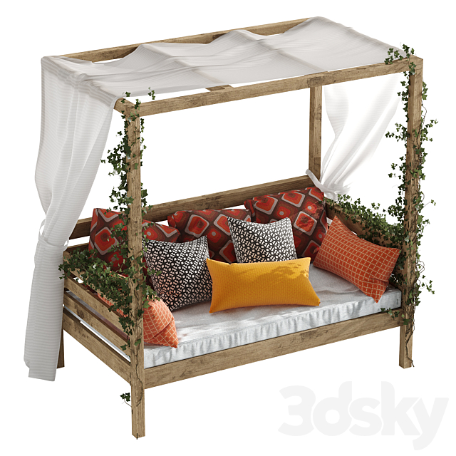 Daybed for garden 3ds Max - thumbnail 1