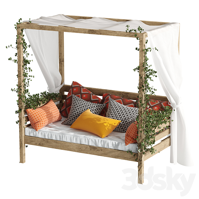 Daybed for garden 3ds Max - thumbnail 2