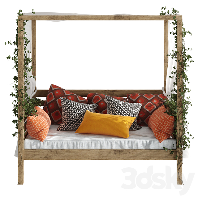 Daybed for garden 3ds Max - thumbnail 3