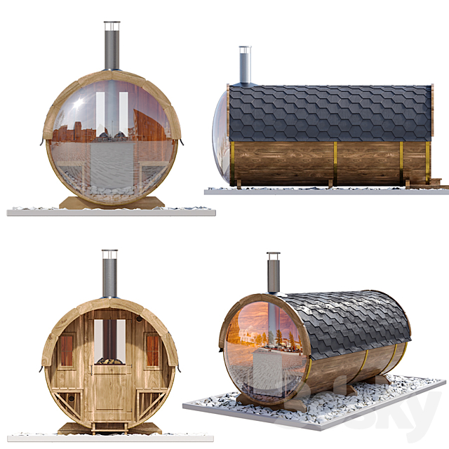 Finnish Outdoor Barrel Sauna 3ds Max - thumbnail 2