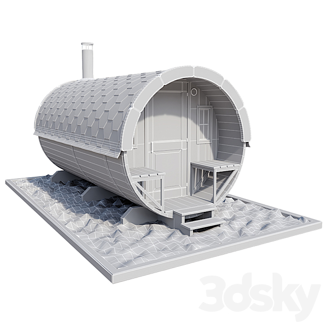 Finnish Outdoor Barrel Sauna 3ds Max - thumbnail 3