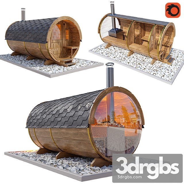 Finnish Outdoor Barrel Sauna 3dsmax Download - thumbnail 1