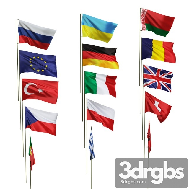 Flags Different Countries 3dsmax Download - thumbnail 1