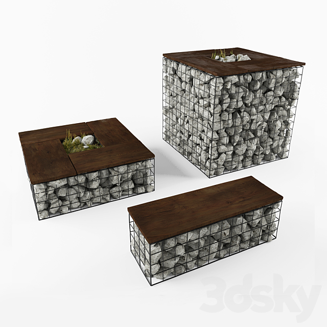 gabbione garden furniture 3ds Max - thumbnail 1