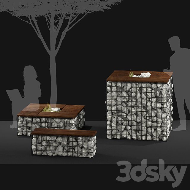 gabbione garden furniture 3ds Max - thumbnail 2