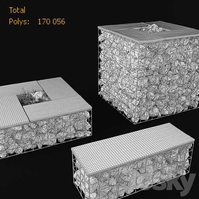 gabbione garden furniture 3ds Max - thumbnail 3