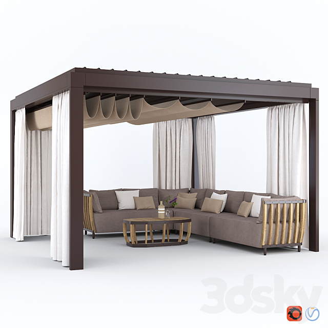 Garden Arbor with sofa Eivissa Ethimo 3DSMax File - thumbnail 1